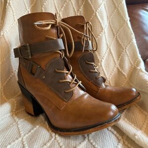 Chic Tan and Brown Lace-Up Boots